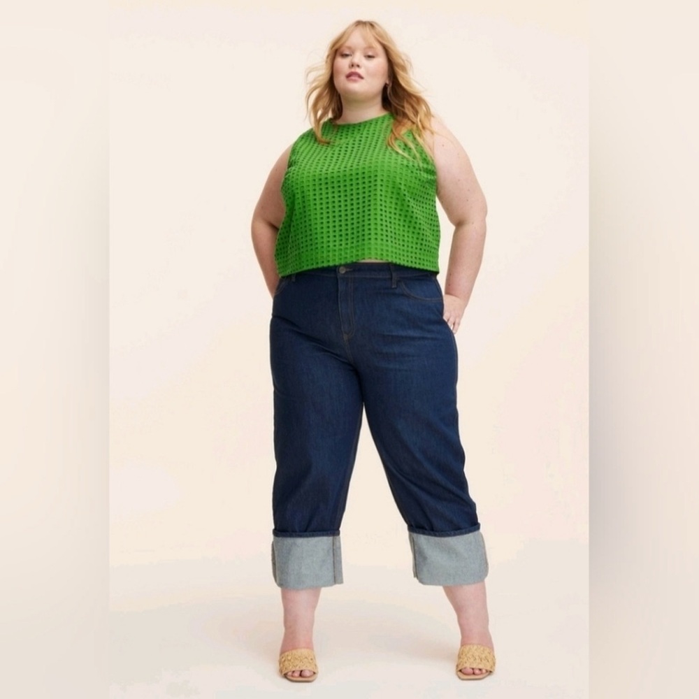 Kate Spade x Target Dark Blue Boyfriend Cuffed Jeans Size 20